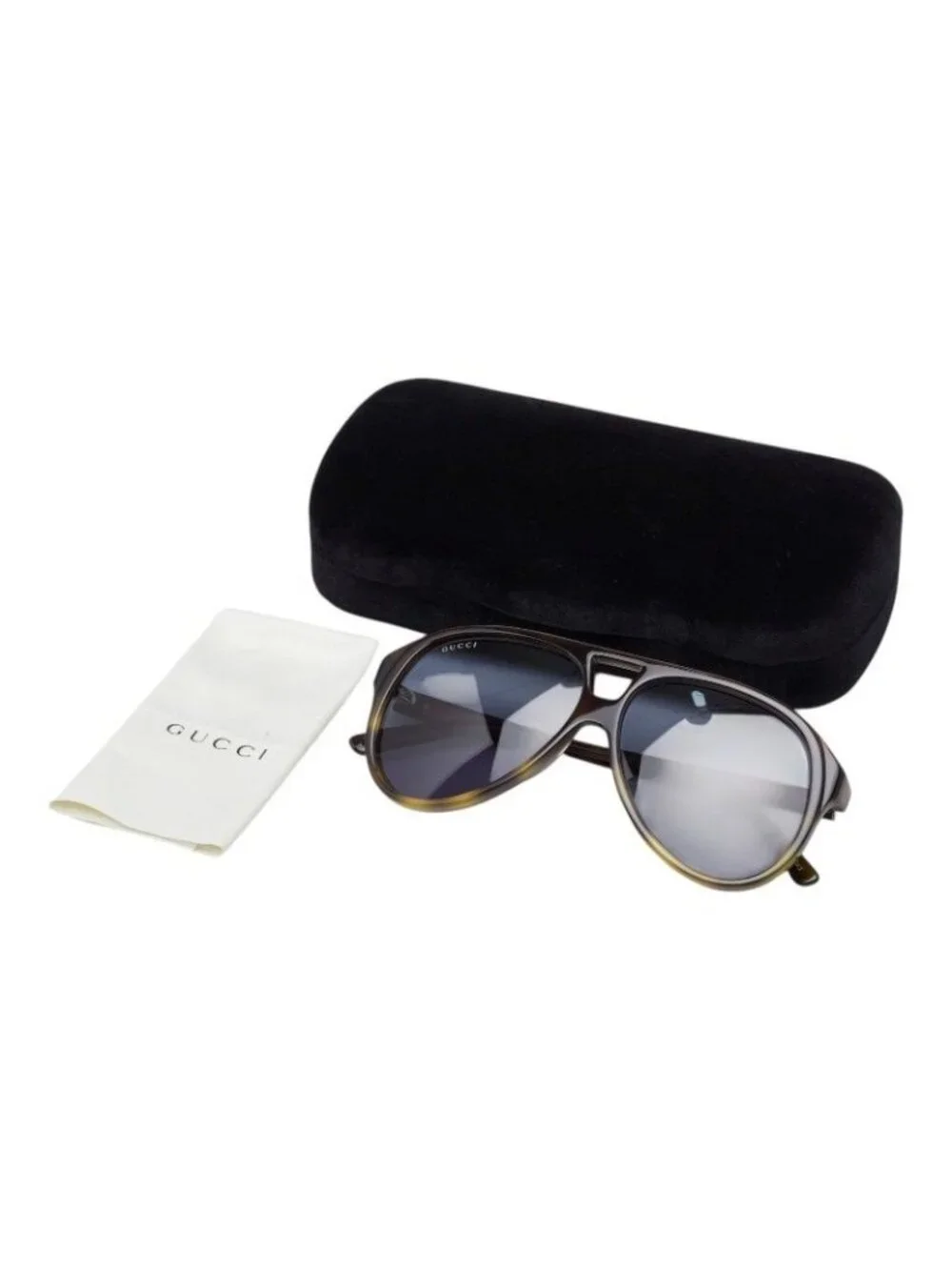 Gucci Interlocking Teardrop Sunglasses Brown Gold Acetate Eyewear